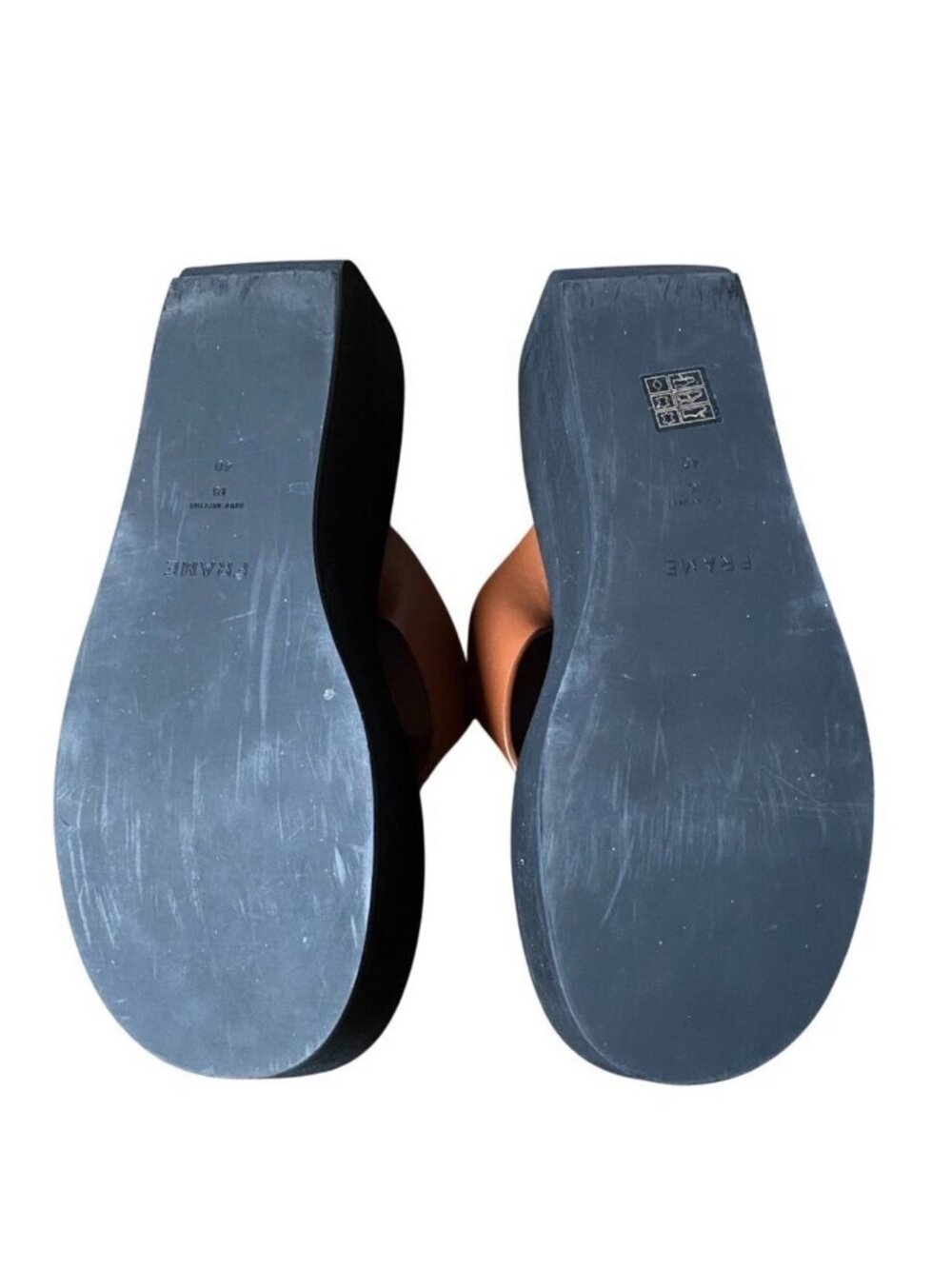 FRAME Le Ocean Platform Leather Sandals In Tobacco - Size 40 - Picture 6 of 7